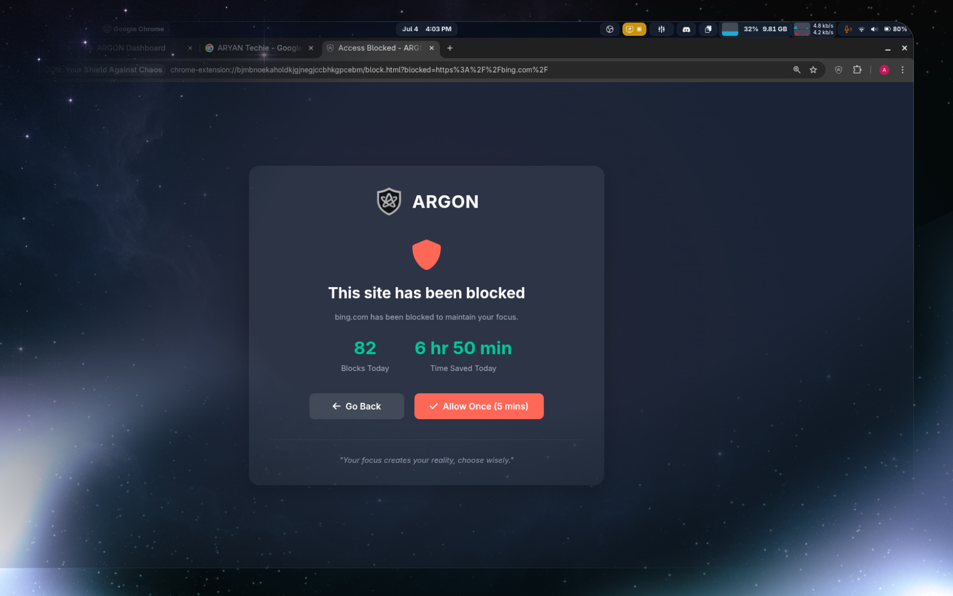 Website Blocking Screenshot